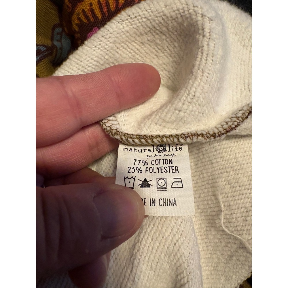 Natural Life Pullover Women S/M Brown Floral NEW Quarter Zip Raw Hem SWTR001028 - Picture 3 of 7